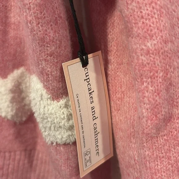 BNWT CUPCAKES & CASHMERE Valentine's Day Pink Heart Pattern Cardigan Size Medium - Picture 5 of 8